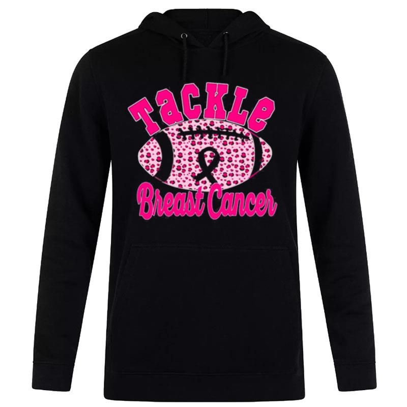 Tackle Breast Cancer Awareness Pink Ribbon Leopard Football Breast Cancer Awareness Hoodie