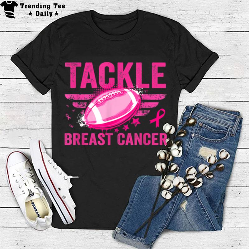 Tackle Breast Cancer Football Sport Awareness Month T-Shirt