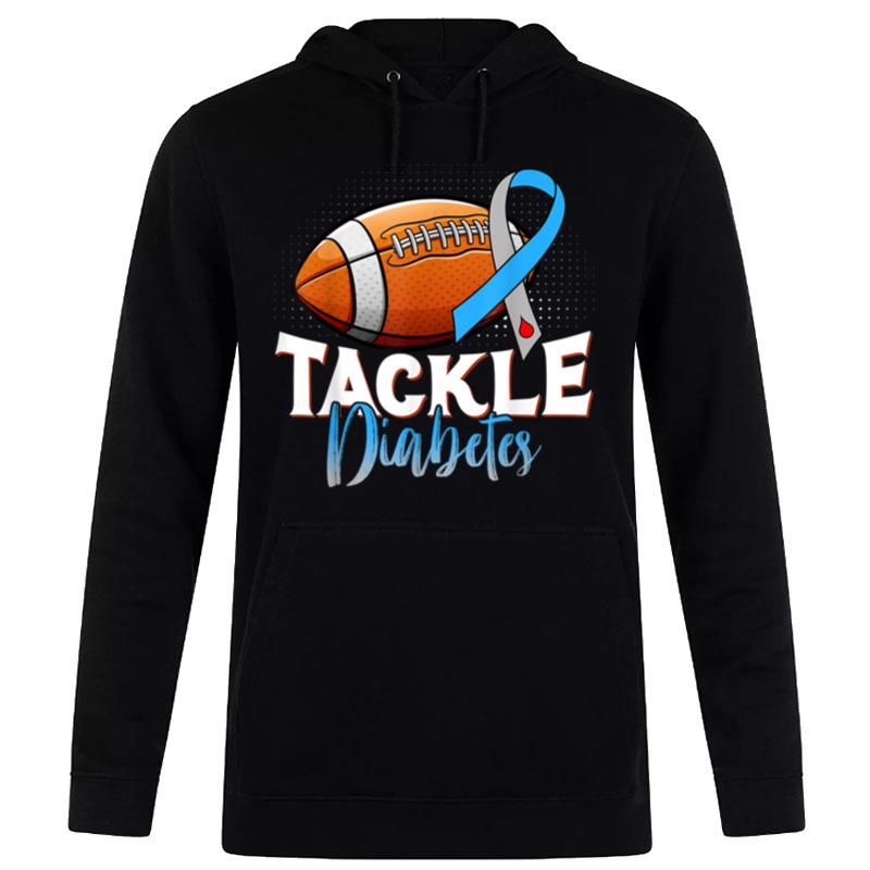 Tackle Type 1 Diabetes Awareness Football Blue & Grey Ribbon Hoodie