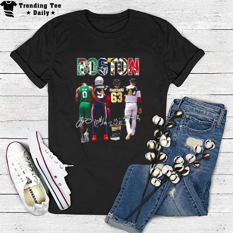 Tatum Marchand Boston Celtics New England Patriots Boston Bruins And Boston Red Sox Signatures T-Shirt