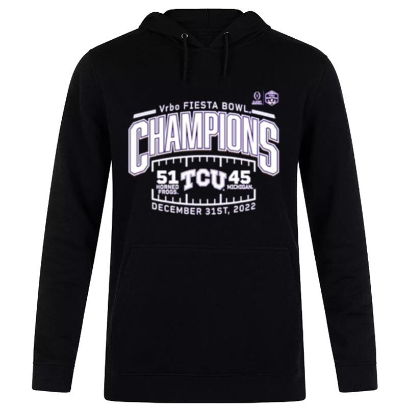 Tcu Horned Frogs College Football Playoff 2022 Fiesta Bowl Champions Score Hoodie