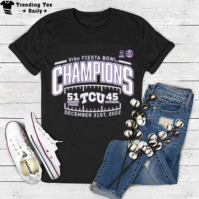 Tcu Horned Frogs College Football Playoff 2022 Fiesta Bowl Champions Score T-Shirt