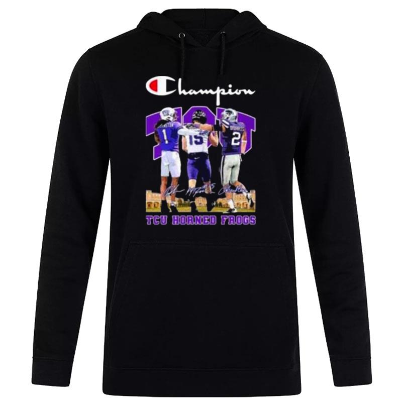 Tcu Horned Frogs Hodges Tomlinson Max Duggan And Chandler Morris Signatures Hoodie