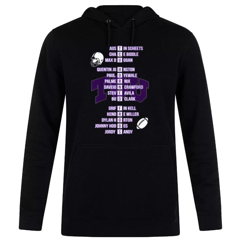 Tcu Horned Frogs Team Austin Scheets Chace Biddle Max Duggan Hoodie