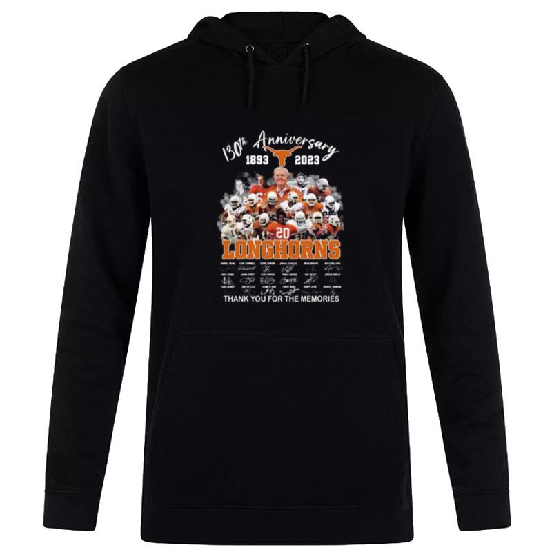 Texas Longhorns Team 130Th Anniversary 1893 2023 Thank You For The Memories Signatures Hoodie