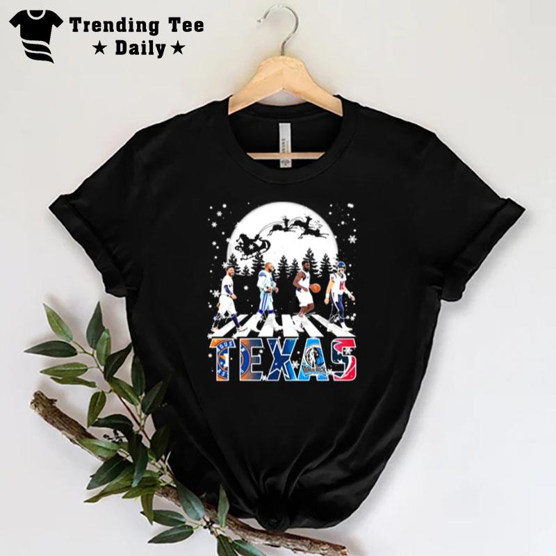 Texas Sports Abbey Road 2022 Merry Christmas Signatures T-Shirt