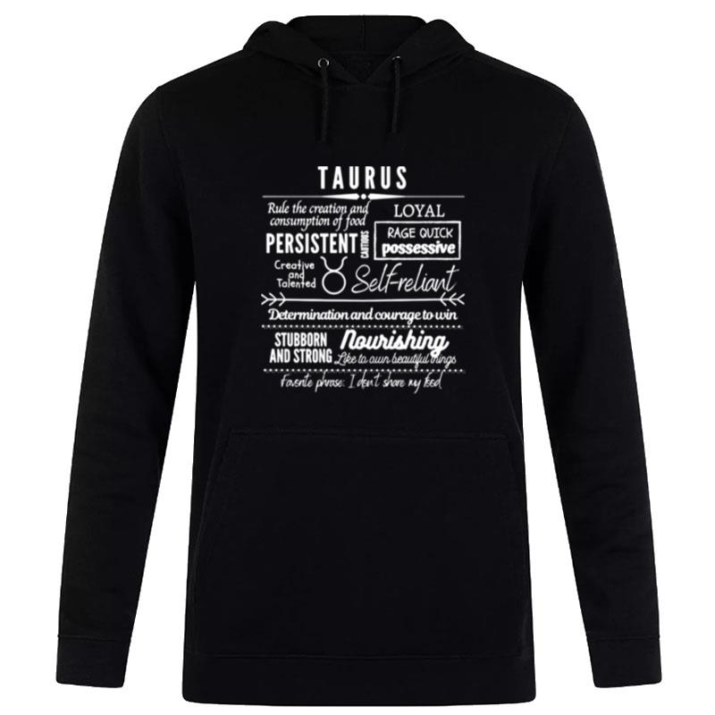 Text Design Taurus Zodiac Signs Traits Hoodie