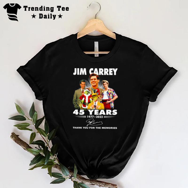 Thank You For The Memories Official Jim Carrey 45 Years 1977 2022 Signature T-Shirt