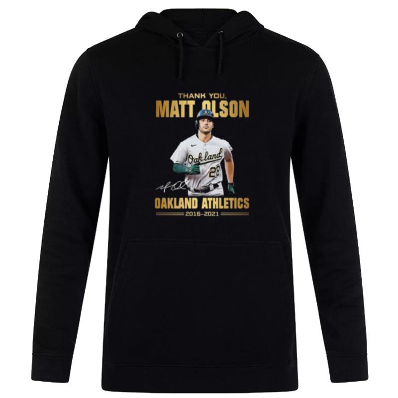 Thank You Matt Olson Oakland Athletics 2016 2021 Signature Hoodie