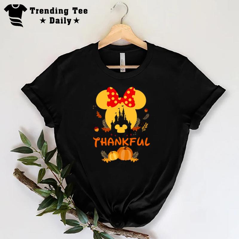 Thanksgiving Minnie Head With Black Castle Pumpkin Disney Thanksgiving S T-Shirt