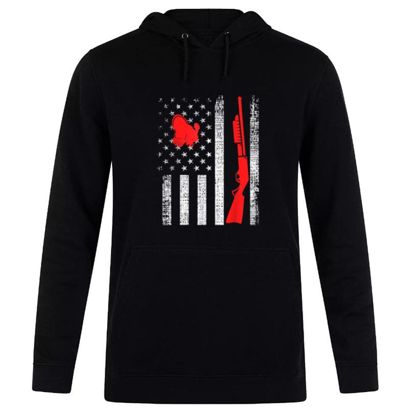 Thanksgiving Patriotic Turkey Hunter American Flag Turkey Hoodie