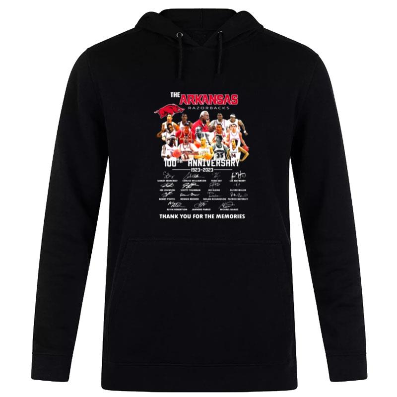 The Arkansas Razorbacks 100Th Anniversary 1923 - 2023 Thank You For The Memories Signatures Men's Hoodie