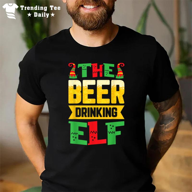The Beer Drinking Elf Christmas T-Shirt