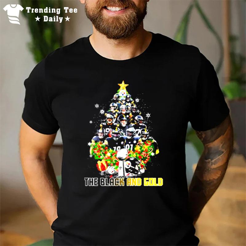 The Black And Gold Trees Team Steelers Christmas T-Shirt