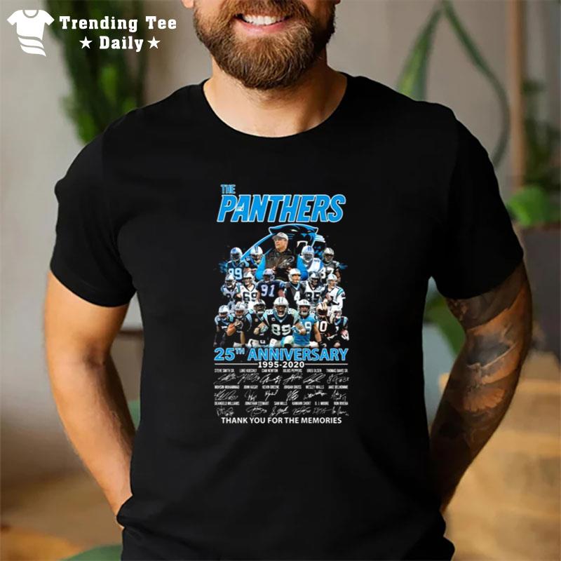 The Carolina Panthers 25Th Anniversary 1995 2023 Thank You For The Memories Signatures T-Shirt