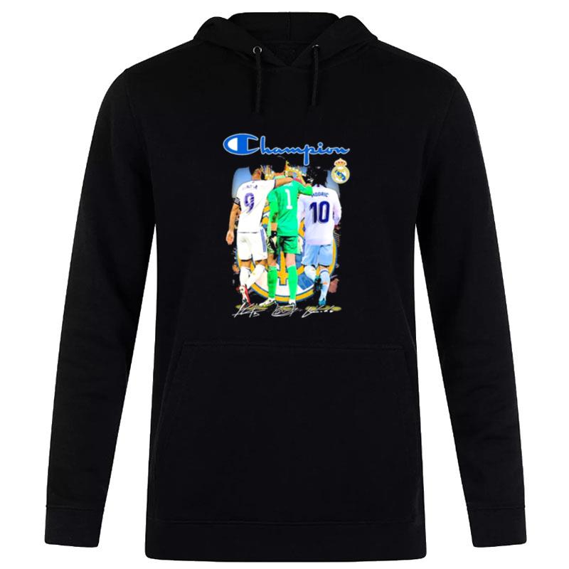 The Champion Karim Benzema Thibaut Courtois And Luka Modric Signatures Hoodie