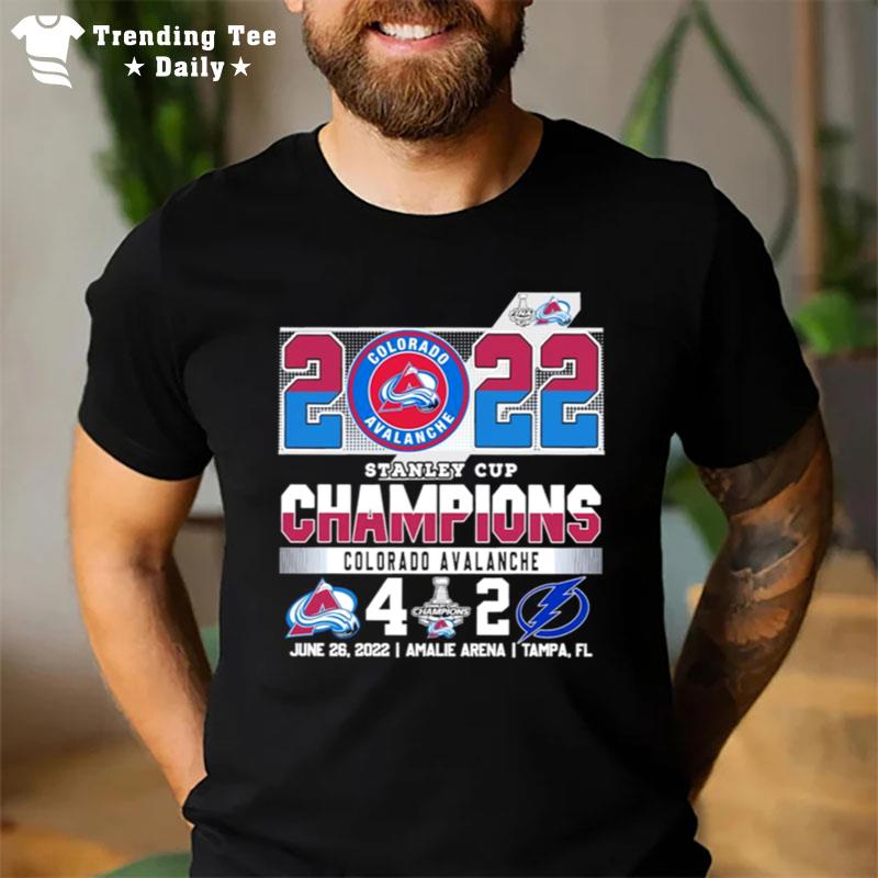 The Colorado Avalanche 2022 Stanley Cup Champions Avalanche 4 2 Lightning T-Shirt