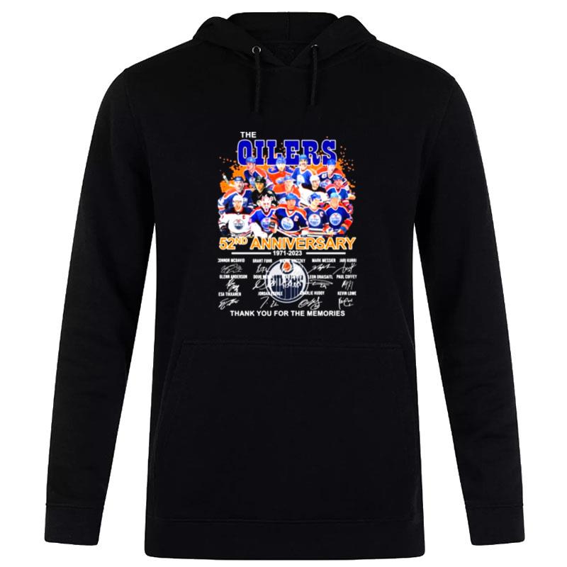 The Edmonton Oilers 52Nd Anniversary 1971 2023 Thank You For The Memories Signatures Hoodie