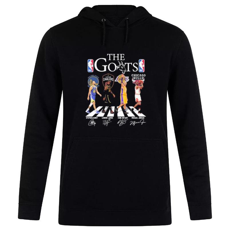 The Goats Best Nba Players Abbey Road Stephen Curry Lebron James Kobe Bryant And Michael Jordan Signatures Hoodie