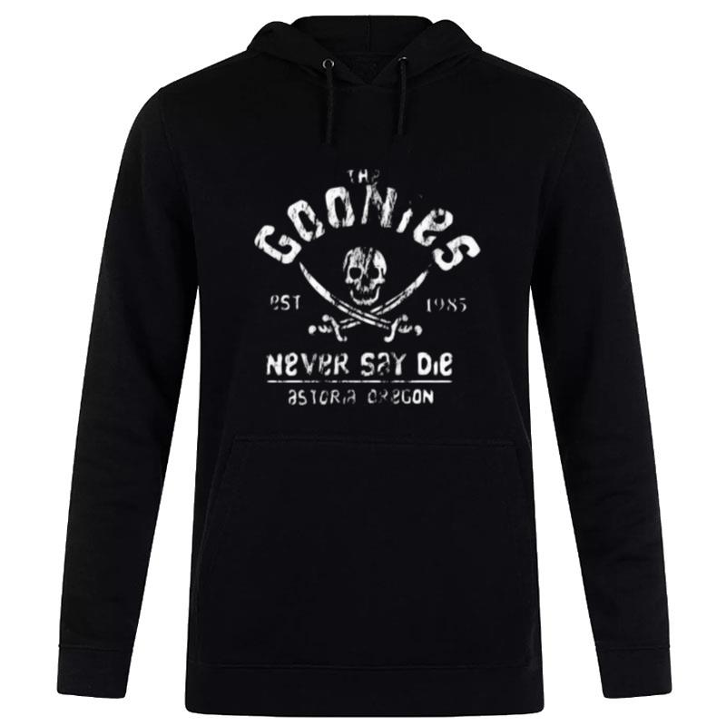 The Goonies Never Say Die Grey On Black Hoodie