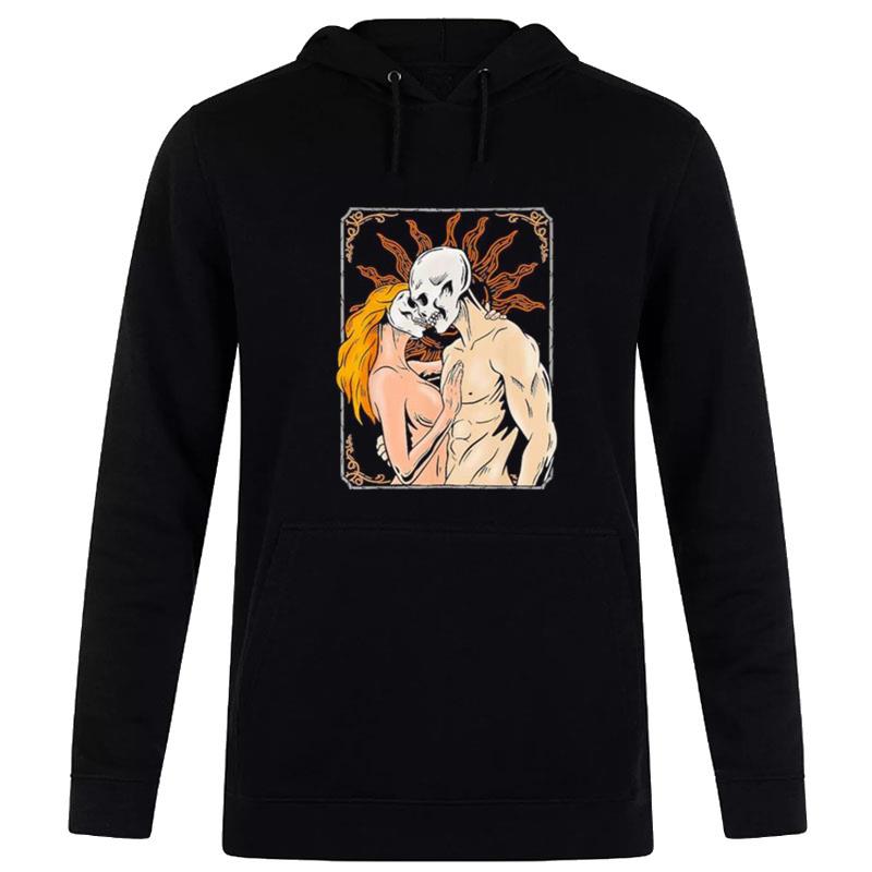 The Lovers Tarot Card Goth Occult Gothic Skull Hoodie