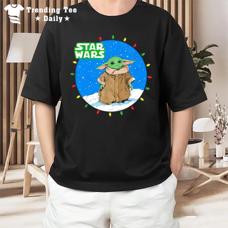 The Mandal Baby Yoda Christmas Lights Star Wars T-Shirt