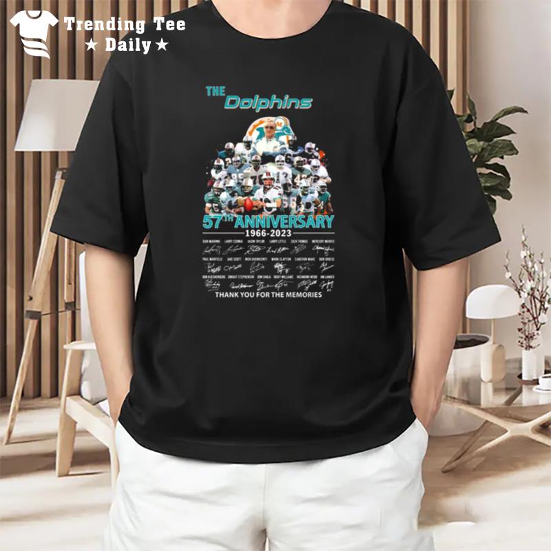 The Miami Dolphins 57Th Anniversary 1966 2023 Thank You For The Memories Signatures T-Shirt