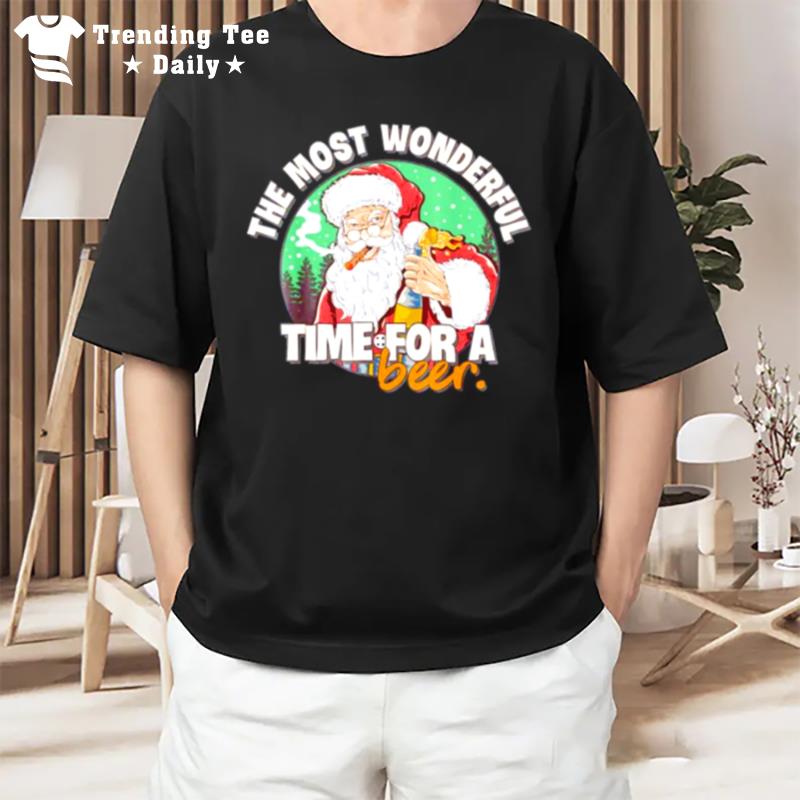 The Most Wonderful Christmas Time For A Beer Naughty Santa T-Shirt