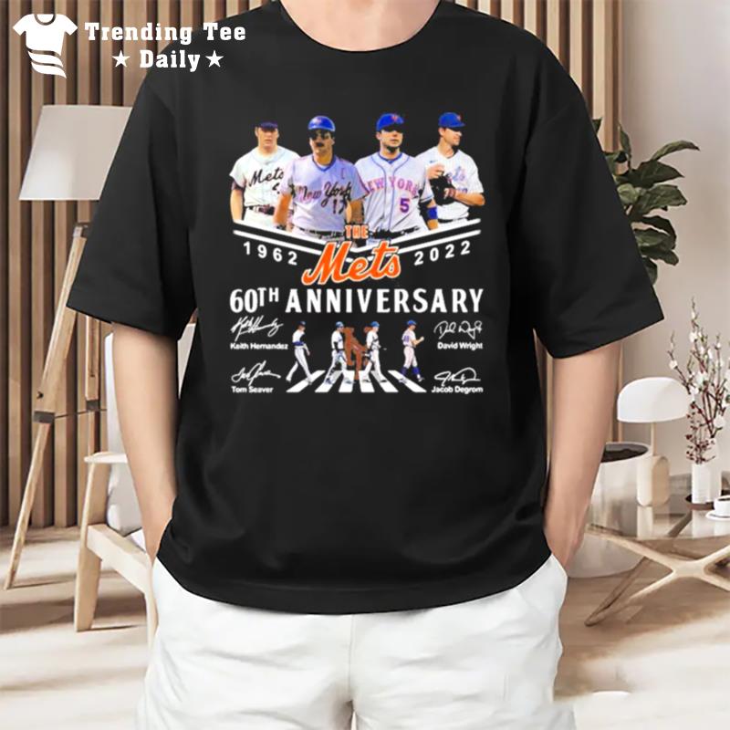 The New York Mets 1962 2022 60Yh Anniversary Abbey Road Signatures T-Shirt