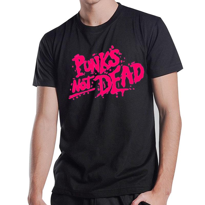 The Pink Text Design Not Dead Punk Is Not Dead T-Shirt