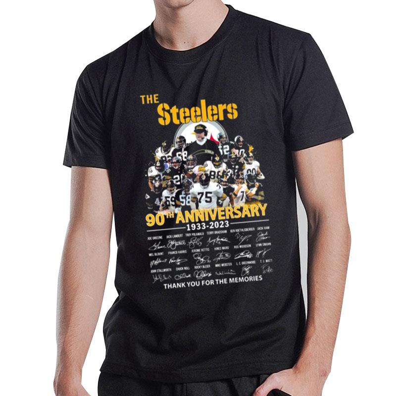 The Pittsburgh Steelers 90Th Anniversary 1933 2023 Thank You For The Memories Signatures T-Shirt