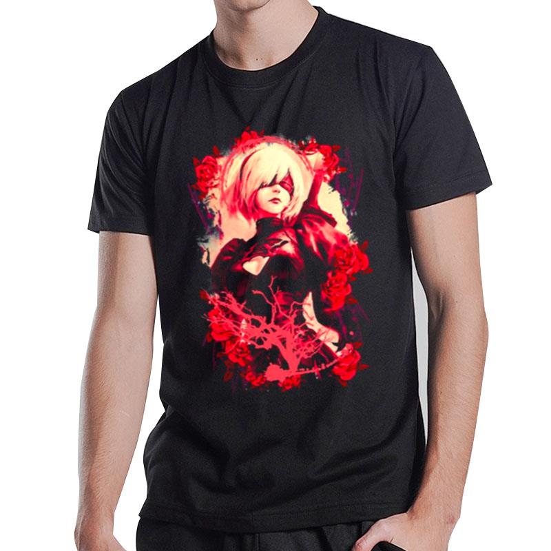 The Roses And Girl Nier Girl 2B Artwork T-Shirt