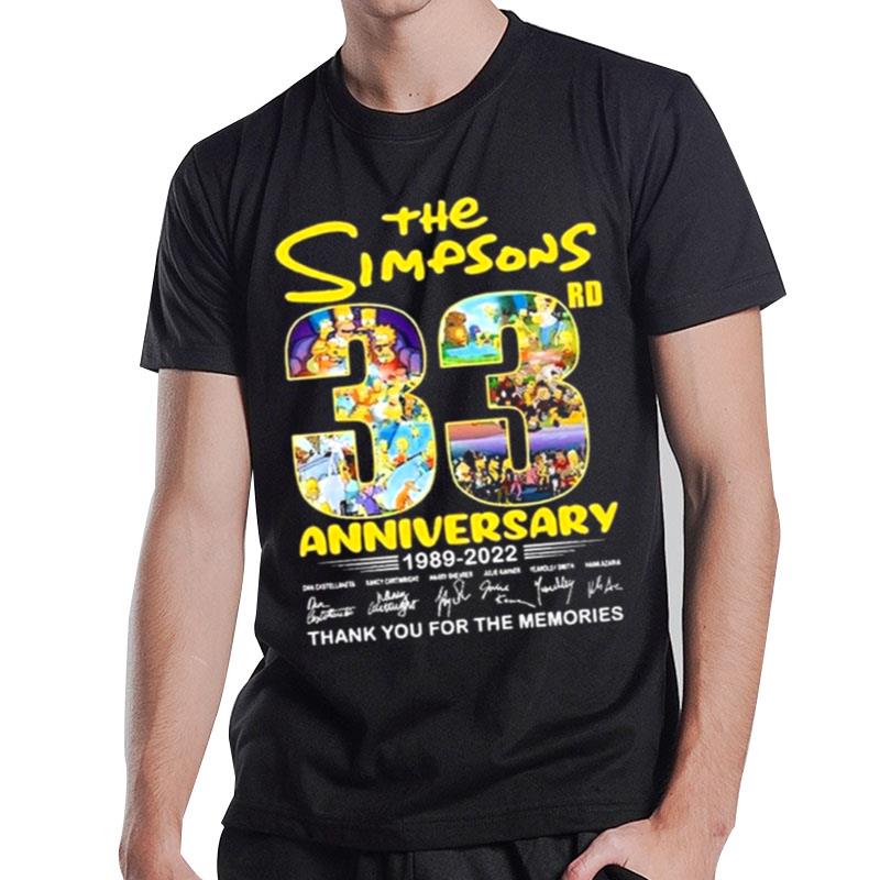 The Simpson 33Rd Anniversary 1989 2022 Signatures Thank You For The Memories T-Shirt