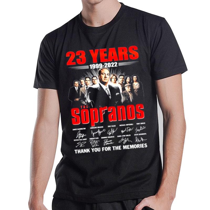 The Sopranos 23 Years 1999 2022 Signatures Thank You For The Memories T-Shirt