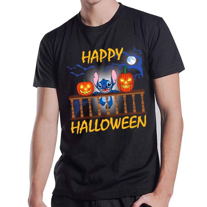 The Stitch And Pumkin Light Happy Halloween T-Shirt