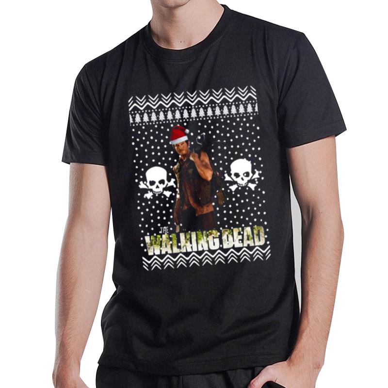 The Walking Dead Daryl Dixon Santa Hat Ugly Christmas T-Shirt