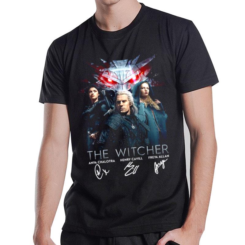 The Wítcher Cast Signed Henry Cavill Anya Chalotra Freya Allan T-Shirt