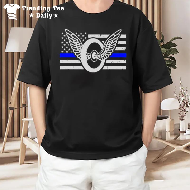 Thin Blue Line Flag Motorcycle Cop T-Shirt