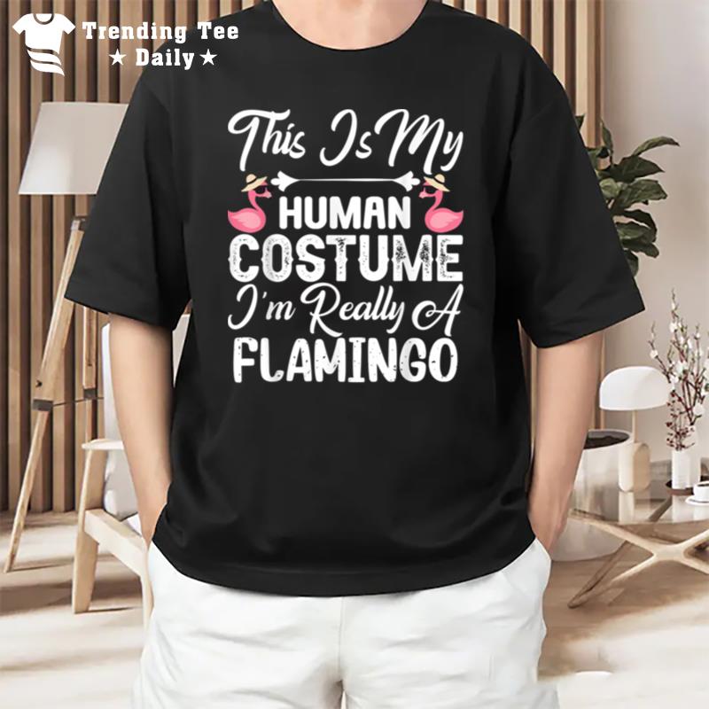 This Is My Human Costume I'm Really A Flamingo Halloween T-Shirt