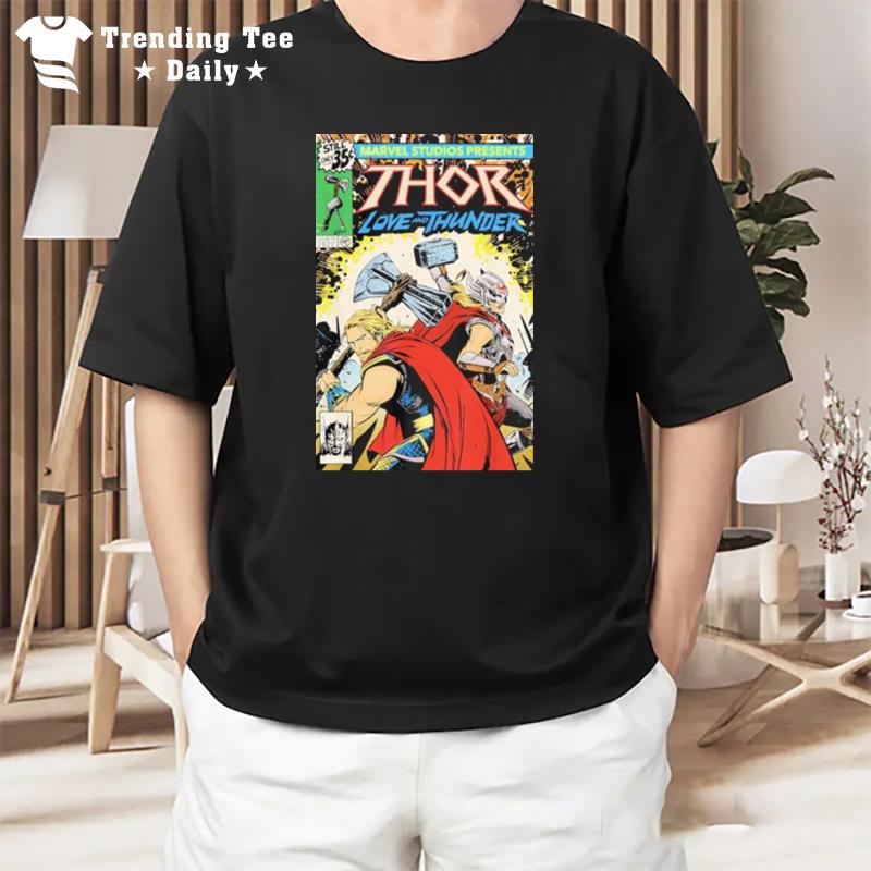 Thor Love And Thunder Thor And Jane Comic Cover 2022 T-Shirt