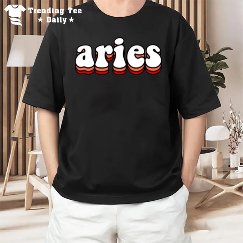 Three Layers Text Aries Zodiac Sign T-Shirt