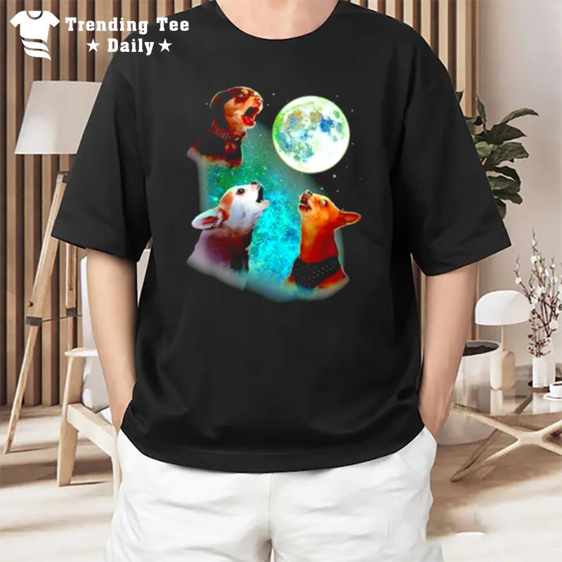 Three Chihuahuas Howl At Moon 3 Wolfs T-Shirt