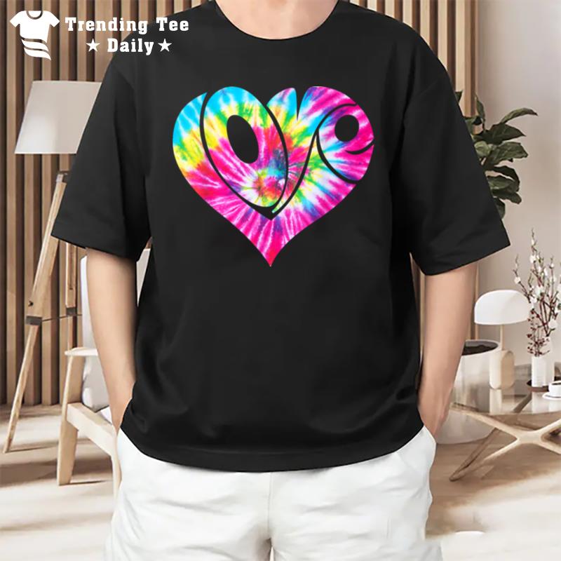 Tie Dye Heart Hippie Groovy Retro Gift Valentines Day Heart T-Shirt