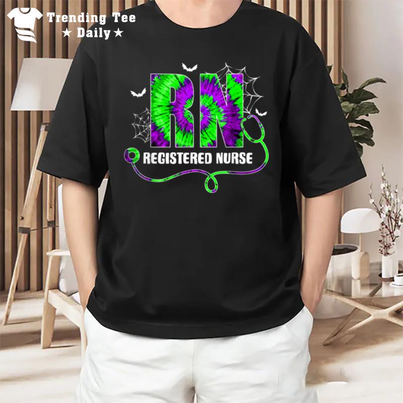 Tie Dye Registered Nurse Spider Spooky Halloween Costumes T-Shirt