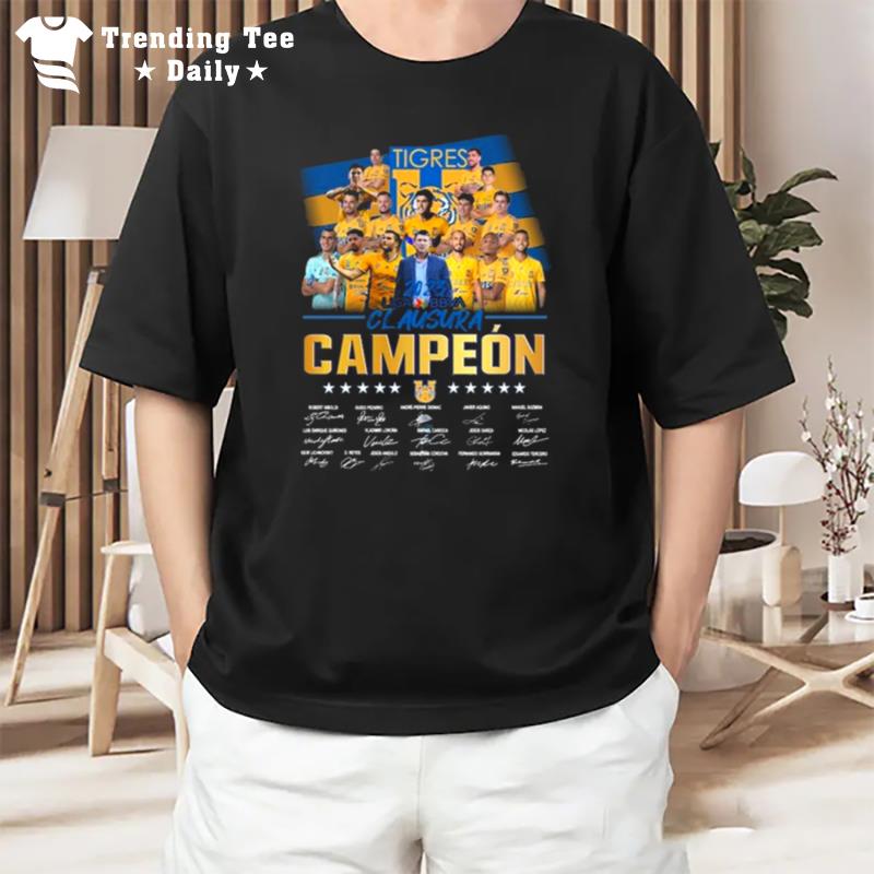 Tigres 2023 Liga Bbva Clausura Campeon Signatures T-Shirt