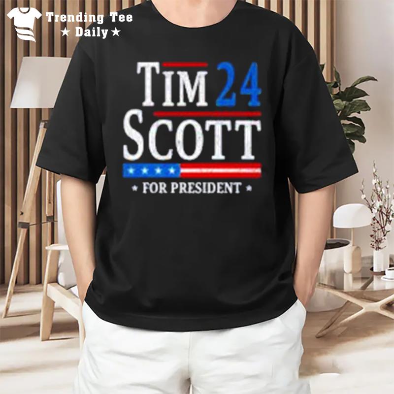 Tim Scott 2024 For President Election Campaign Us Flag T-Shirt