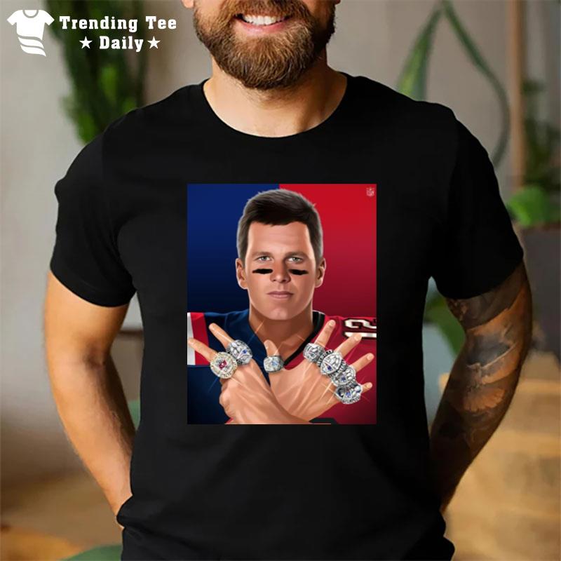 Tom Brady Tampa Bay Buccaneers And New England Patriots 7 Rings 2023 T-Shirt