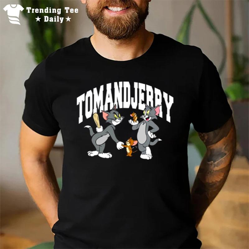 Tom & Jerry White Text Logo Cartoon T-Shirt