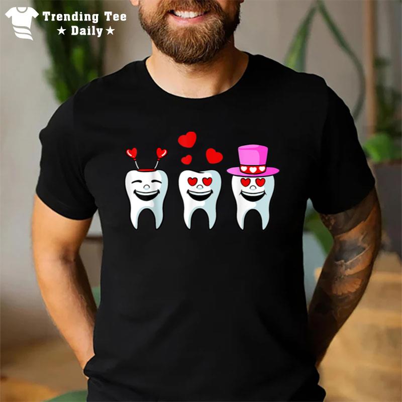 Tooth Hearts Valentines Day Cute Dentist Dental Hygienist T-Shirt