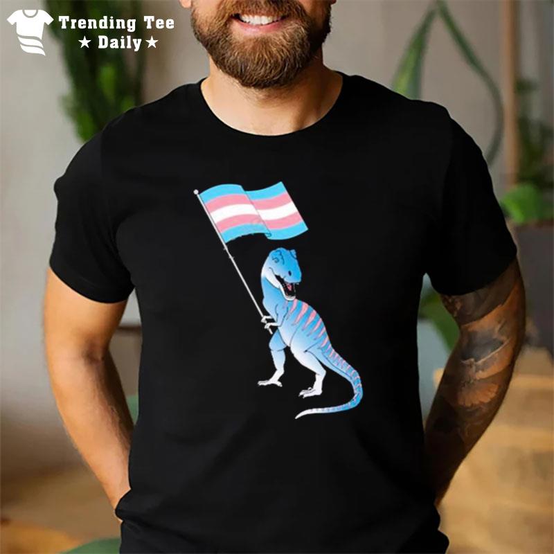 Trans Dinosaur Pride Flag Lgbt Gay Lesbian 2023 T-Shirt